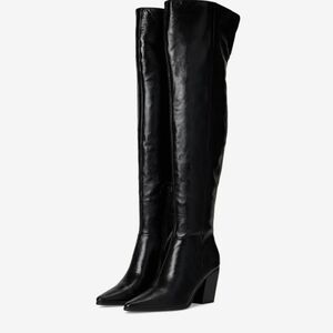 Black Over-the-Knee Pointed Toe Boots - Women